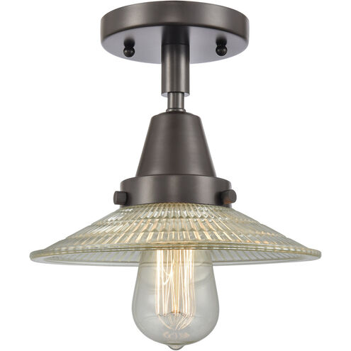 Franklin Restoration Halophane 1 Light 9 inch Oil Rubbed Bronze Flush Mount Ceiling Light in Clear Halophane Glass
