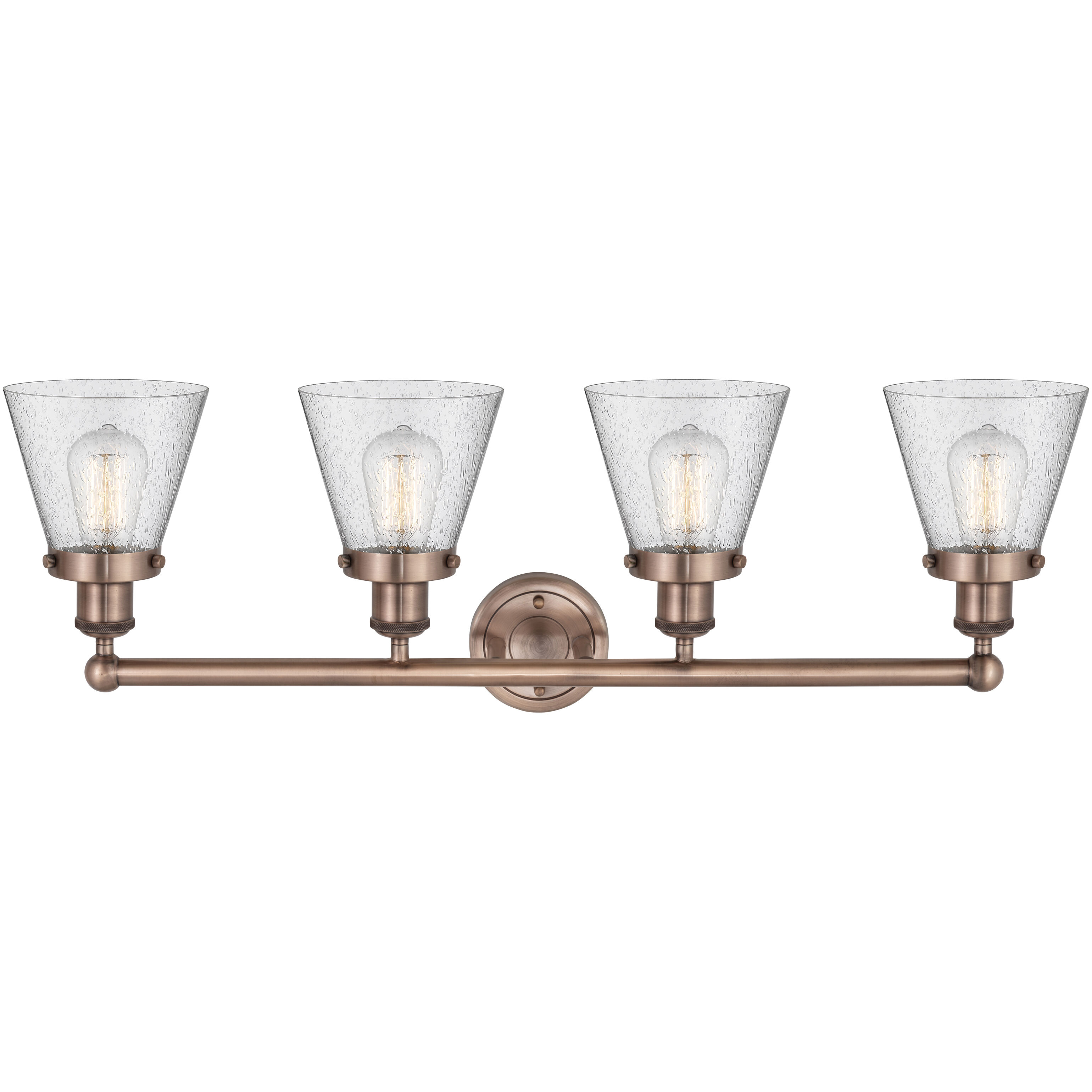 Cone 4 Light 33.5 inch Antique Copper Bath Vanity Light Wall Light in Seedy