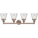 Cone 4 Light 33.5 inch Antique Copper and Seedy Bath Vanity Light Wall Light