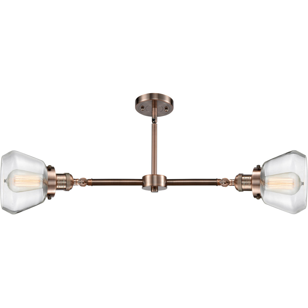 Franklin Restoration Fulton 2 Light 21 inch Antique Copper Chandelier Ceiling Light in Clear Glass, Franklin Restoration