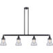 Franklin Restoration Bellmont LED 50.88 inch Matte Black Island Light Ceiling Light in Seedy Glass, Franklin Restoration