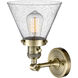 Franklin Restoration Large Cone 1 Light 8 inch Antique Brass Sconce Wall Light in Seedy Glass, Franklin Restoration