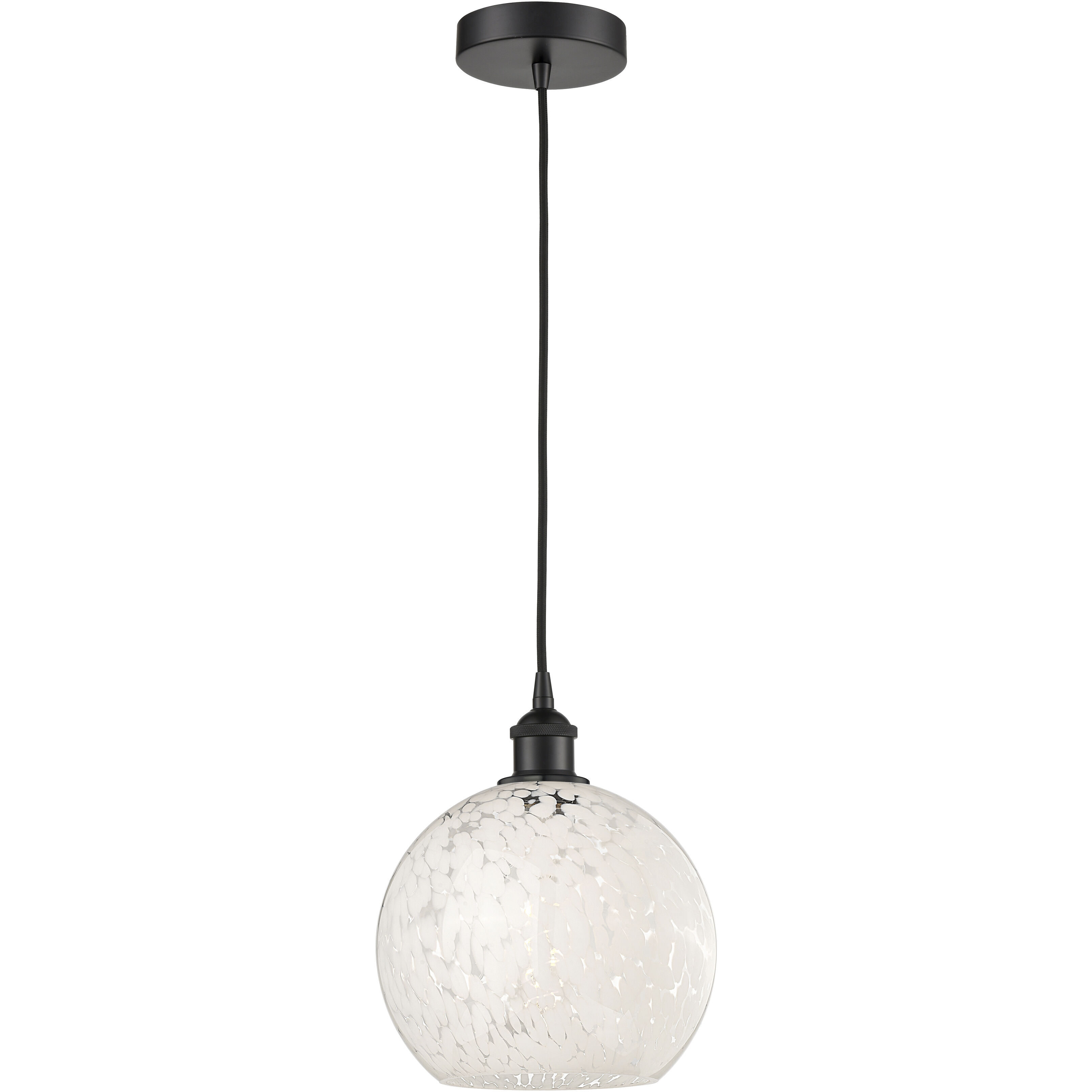 Edison White Mouchette 1 Light 10 inch Matte Black Cord Hung Mini Pendant Ceiling Light
