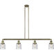 Franklin Restoration Small Bell 4 Light 49.63 inch Antique Brass Island Light Ceiling Light in Seedy Glass, Franklin Restoration