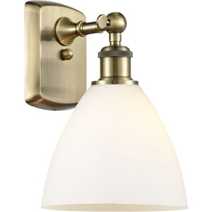 Ballston Dome 1 Light 8 inch Antique Brass Sconce Wall Light in Matte White Glass
