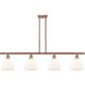 Ballston Ballston Dome 4 Light 48 inch Antique Copper Island Light Ceiling Light in Matte White Glass