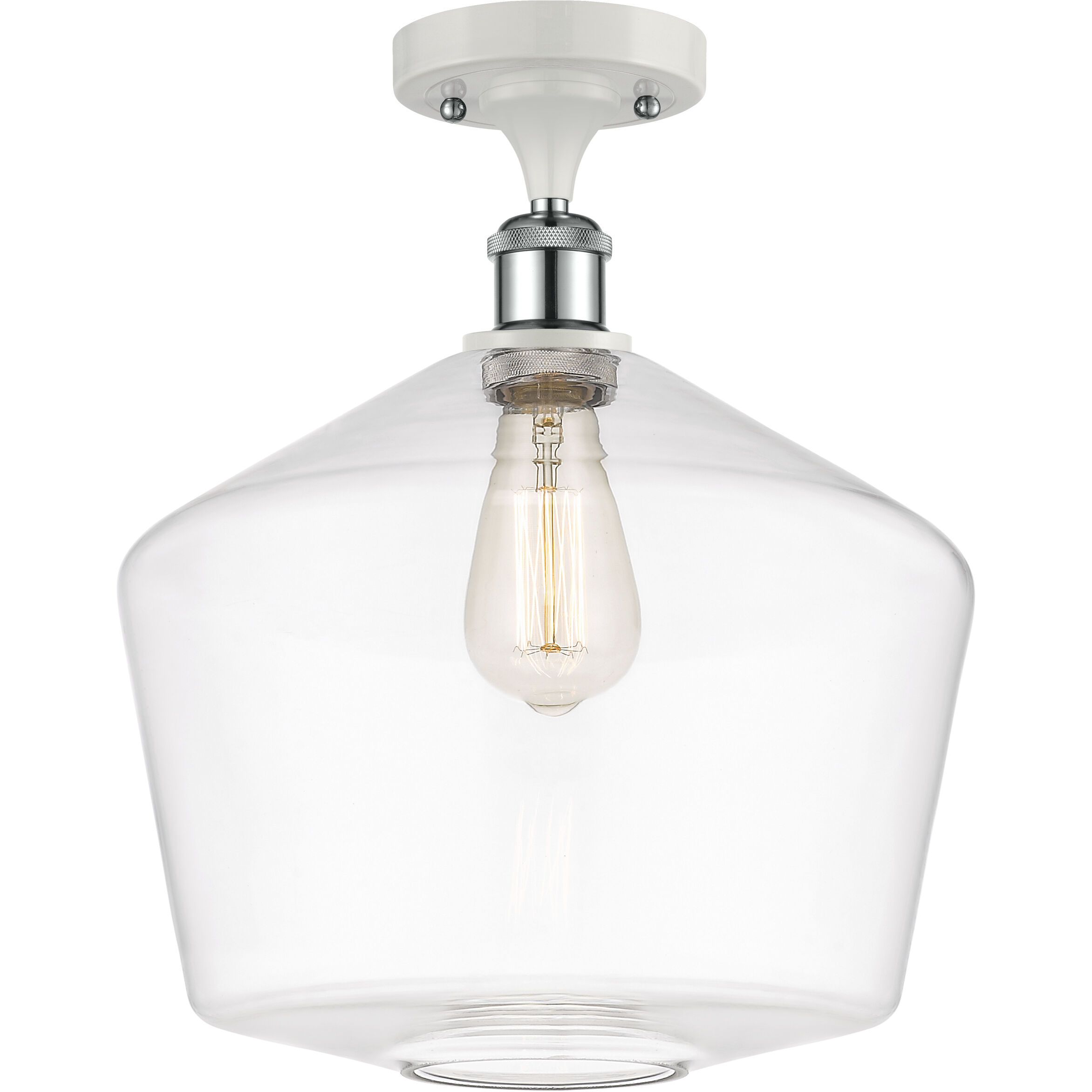 Ballston Cindyrella LED 12 inch White and Polished Chrome Semi-Flush Mount Ceiling Light in Clear Glass