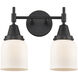 Caden 2 Light 14 inch Matte Black Bath Vanity Light Wall Light in Matte White Glass