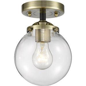 Nouveau X-Large Beacon LED 10 inch Black Antique Brass Semi-Flush Mount Ceiling Light in Clear Glass, Nouveau