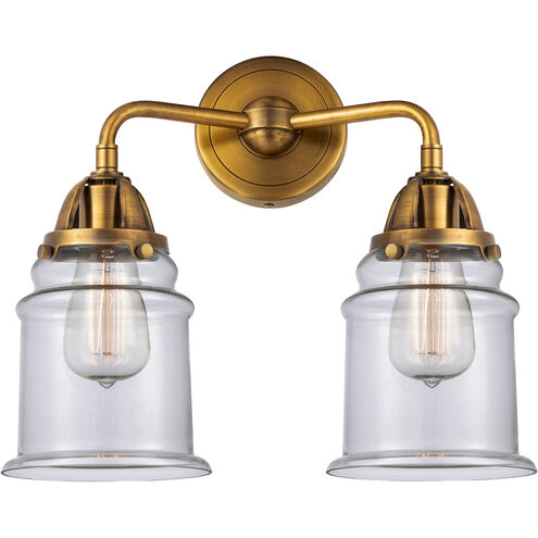 Nouveau 2 Canton LED 14 inch Brushed Brass Bath Vanity Light Wall Light in Clear Glass