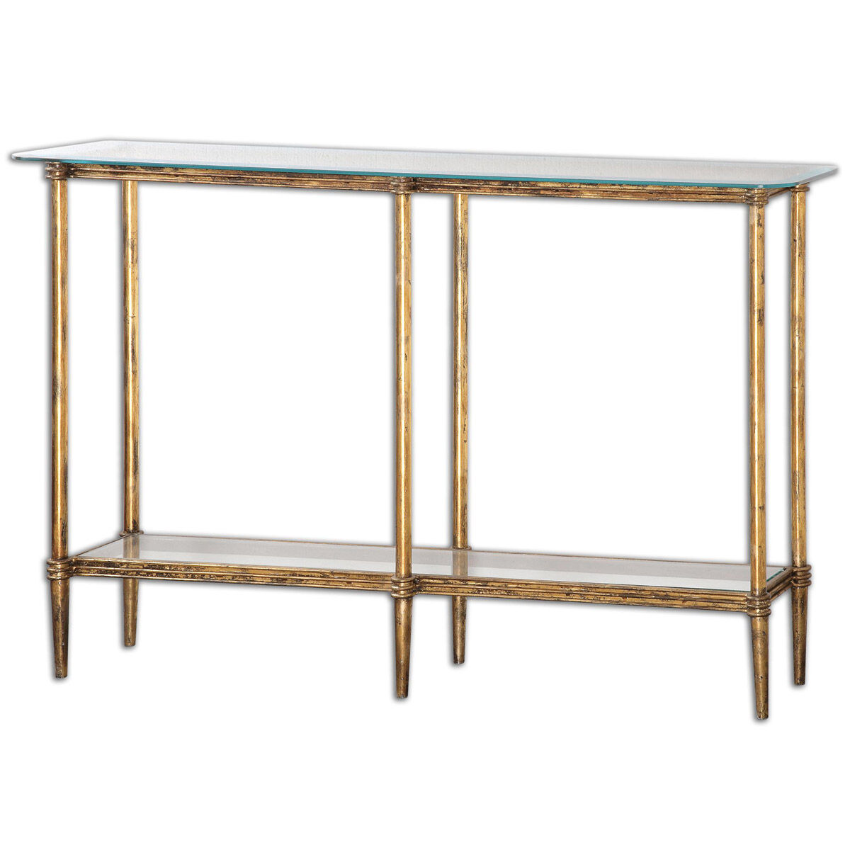 Elenio 54 inch Bright Gold Leafed Console Table