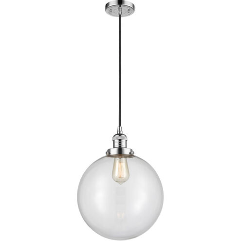 Franklin Restoration XX-Large Beacon LED 12 inch Polished Chrome Mini Pendant Ceiling Light in Clear Glass, Franklin Restoration