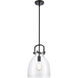 Newton Bell 1 Light 10 inch Matte Black Pendant Ceiling Light in Clear Glass