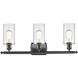 Ballston Clymer 3 Light 26 inch Matte Black Bath Vanity Light Wall Light in Clear Glass, Ballston