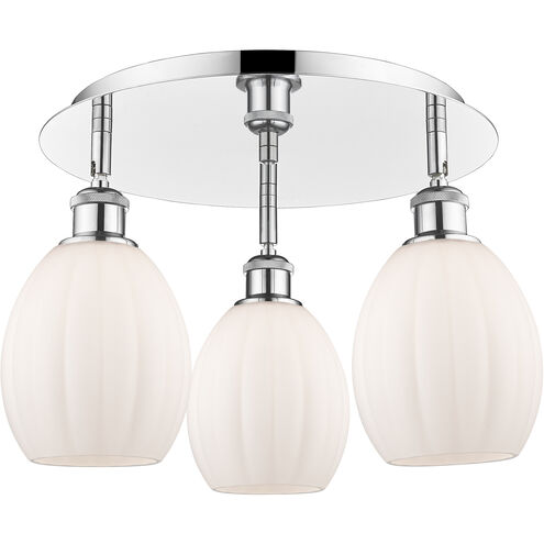 Eaton 3 Light 17.25 inch Polished Chrome Flush Mount Ceiling Light in Matte White