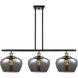 Ballston Large Fenton LED 38 inch Black Antique Brass Island Light Ceiling Light in Plated Smoke Glass, Ballston