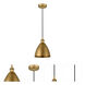 Edison Dome LED 8 inch Brushed Brass Mini Pendant Ceiling Light