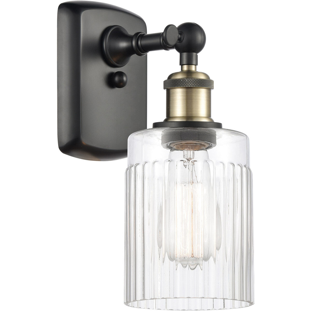 Ballston Hadley LED 4.5 inch Black Antique Brass Sconce Wall Light in Clear Glass, Ballston