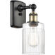 Ballston Hadley LED 4.5 inch Black Antique Brass Sconce Wall Light in Clear Glass, Ballston