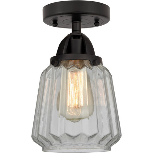 Nouveau 2 Chatham LED 6 inch Matte Black Semi-Flush Mount Ceiling Light in Clear Glass