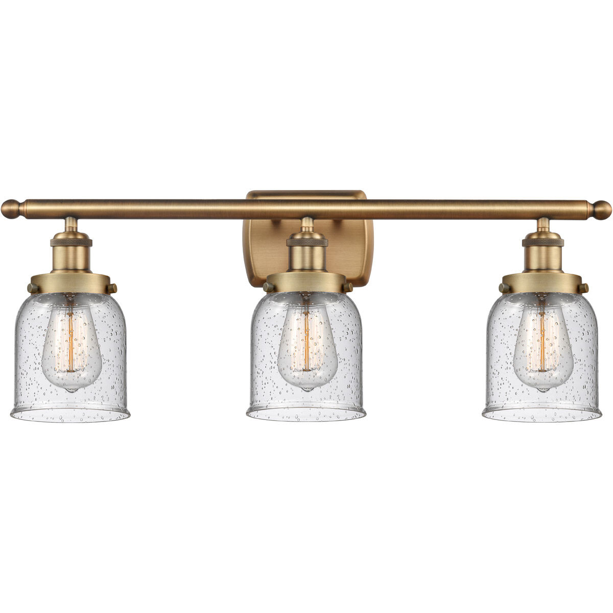 Ballston Small Bell LED 26 inch Brushed Brass Bath Vanity Light Wall Light in Seedy Glass