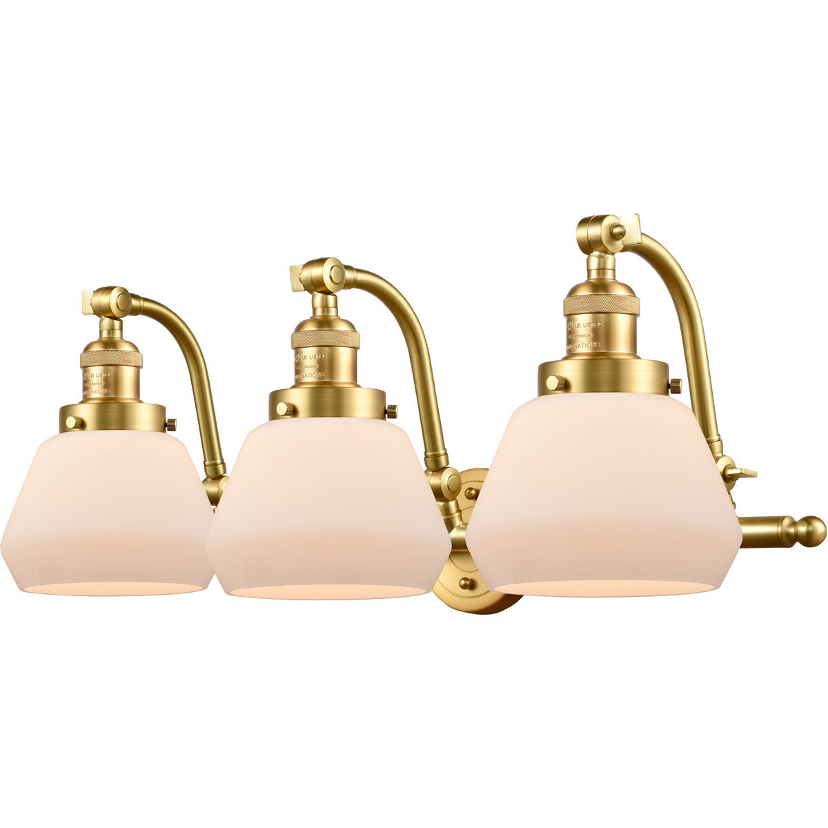 Franklin Restoration Fulton LED 28 inch Satin Gold Bath Vanity Light Wall Light in Matte White Glass, Franklin Restoration