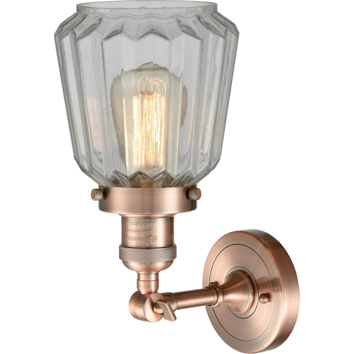 Franklin Restoration Chatham 1 Light 6 inch Antique Copper Semi-Flush Mount Ceiling Light in Clear Glass, Franklin Restoration