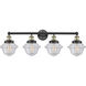 Oxford 4 Light 33.5 inch Black Antique Brass Bath Vanity Light Wall Light in Seedy Glass