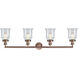 Franklin Restoration Canton LED 42 inch Antique Copper Bath Vanity Light Wall Light in Clear Glass, Franklin Restoration