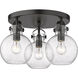 Newton Sphere 3 Light 19.63 inch Matte Black Flush Mount Ceiling Light in Seedy Glass