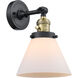 Franklin Restoration Large Cone LED 8 inch Black Antique Brass Sconce Wall Light, Franklin Restoration