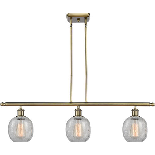 Ballston Belfast LED 36 inch Antique Brass Island Light Ceiling Light in Clear Crackle Glass, Ballston