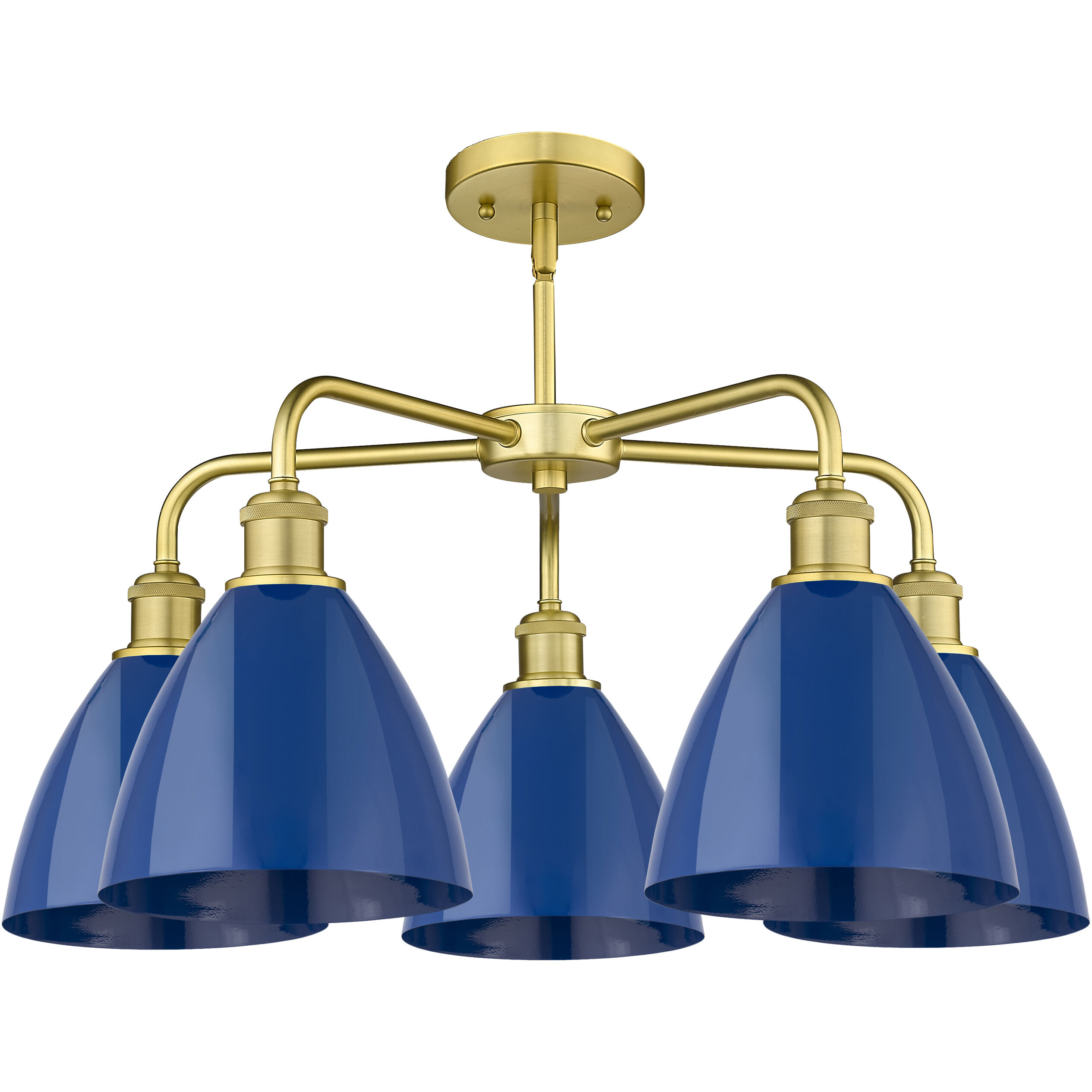 Ballston Dome 5 Light 25.5 inch Satin Gold Chandelier Ceiling Light in Blue