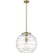 Ballston Athens Deco Swirl 1 Light 15.75 inch Antique Brass Pendant Ceiling Light in Incandescent, Clear Deco Swirl