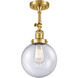Franklin Restoration Large Beacon 1 Light 8 inch Satin Gold Semi-Flush Mount Ceiling Light in Seedy Glass, Franklin Restoration