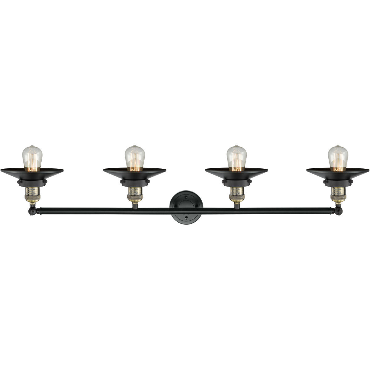 Franklin Restoration Railroad LED 44 inch Black Antique Brass Bath Vanity Light Wall Light in Matte Black, Franklin Restoration