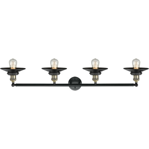 Franklin Restoration Railroad 4 Light 44 inch Black Antique Brass Bath Vanity Light Wall Light in Matte Black, Franklin Restoration