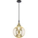 Beacon 1 Light 10 inch Black Antique Brass Mini Pendant Ceiling Light in Mercury Glass