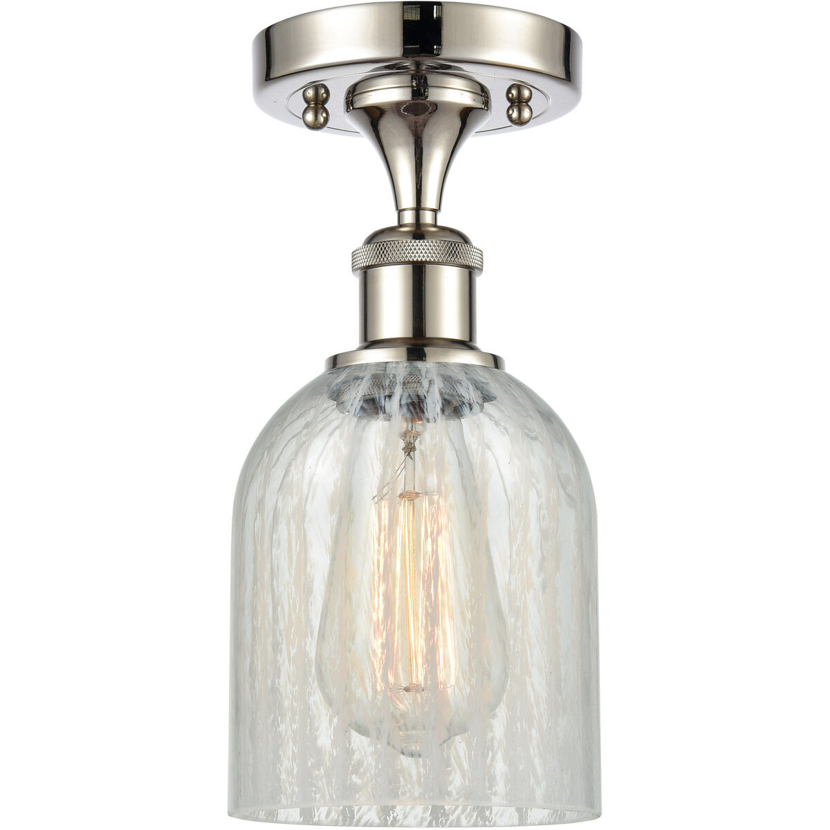 Ballston Caledonia 1 Light 5 inch Polished Nickel Semi-Flush Mount Ceiling Light in Mouchette Glass, Ballston