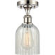 Ballston Caledonia 1 Light 5 inch Polished Nickel Semi-Flush Mount Ceiling Light in Mouchette Glass, Ballston