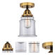 Nouveau 2 Canton 1 Light 6 inch Black Antique Brass Semi-Flush Mount Ceiling Light in Clear Glass