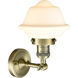 Franklin Restoration Small Oxford LED 8 inch Antique Brass Sconce Wall Light in Matte White Glass, Franklin Restoration