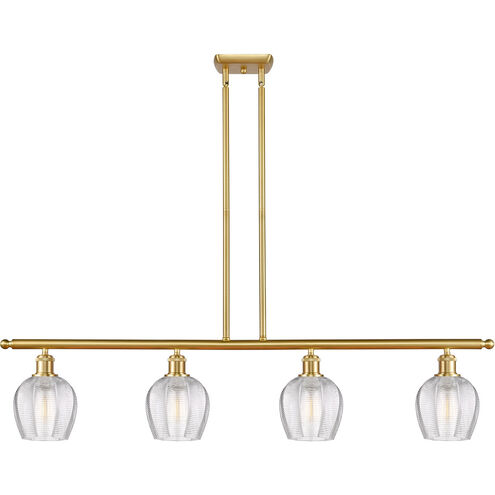 Ballston Norfolk LED 48 inch Satin Gold Island Light Ceiling Light in Clear Glass