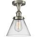 Cone 1 Light 7.75 inch Brushed Satin Nickel Semi-Flush Mount Ceiling Light