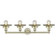 Railroad 4 Light 35 inch Antique Brass Bath Vanity Light Wall Light