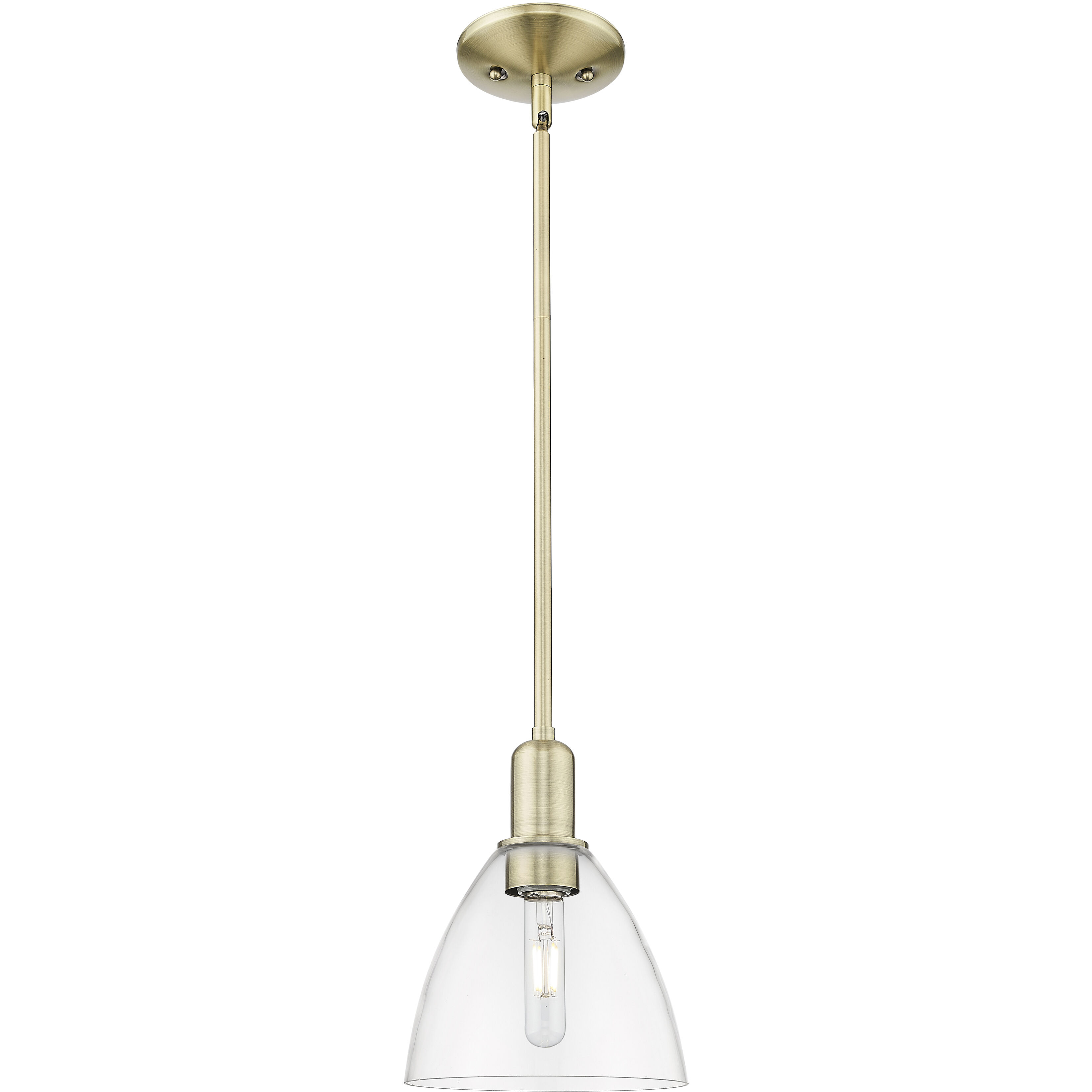 Arcadia Bristol 1 Light 7.5 inch Antique Brass Mini Pendant Ceiling Light in Clear