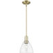 Arcadia Bristol 1 Light 7.5 inch Antique Brass Mini Pendant Ceiling Light in Clear