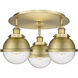 Ballston Urban 3 Light 18.25 inch Brushed Brass Flush Mount Ceiling Light in Brushed Brass and Seedy