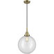 Beacon 1 Light 12 inch Antique Brass Mini Pendant Ceiling Light in Clear Glass