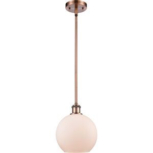 Ballston Athens LED 8 inch Antique Copper Pendant Ceiling Light in Matte White Glass, Ballston